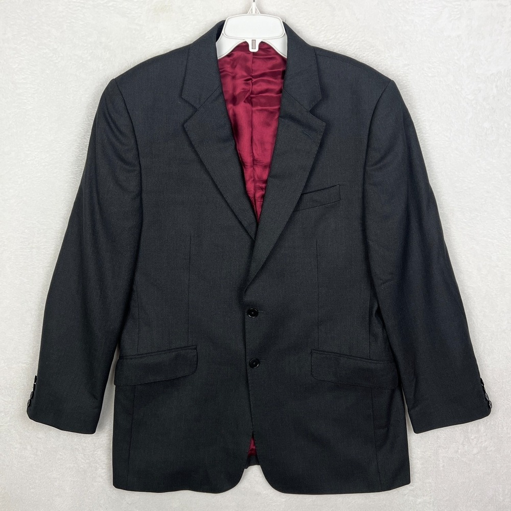 Charles Tyrwhitt Gray Suit Jacket Mens 42R Blazer Wool Sport Coat Red Lining - Picture 1 of 12